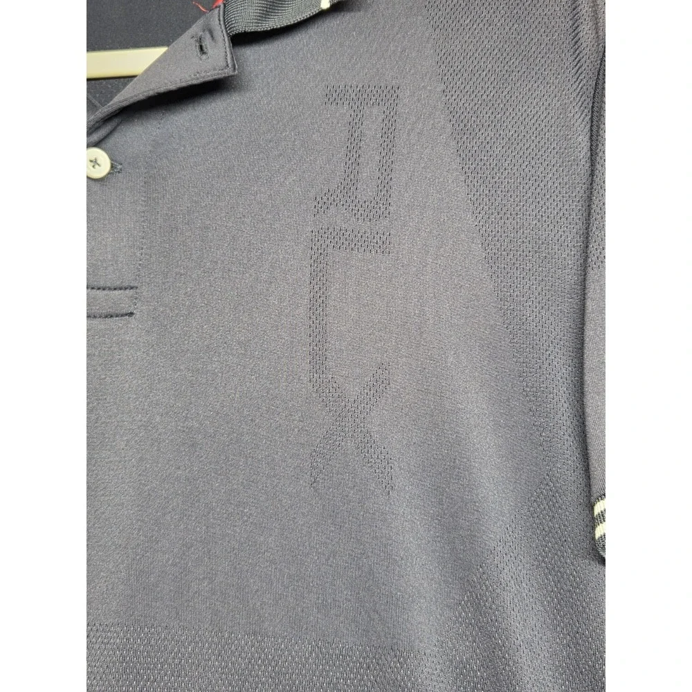 RLX Ralph Lauren Polo Shirt Mens Medium Navy Performance Golf Wolf Creek Stretch